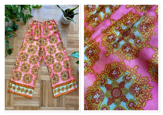 60s/70s Psychedelic Pink Palazzo Pants