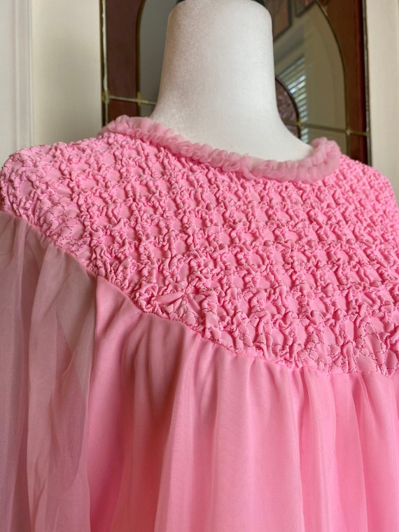 1960s Pink Sheer Sleeve Nightgown - image 5