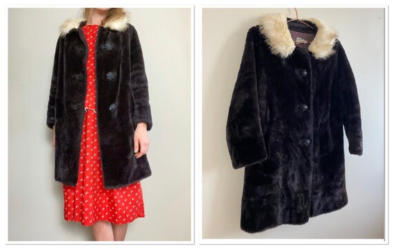 1950s 60s Reitman’s Fur Collar Coat Fox Fur Collar