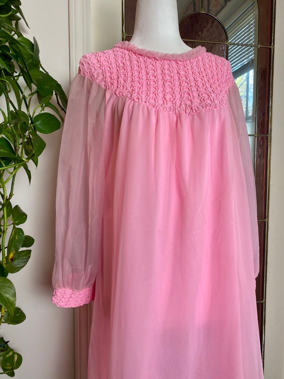 1960s Pink Sheer Sleeve Nightgown - image 6