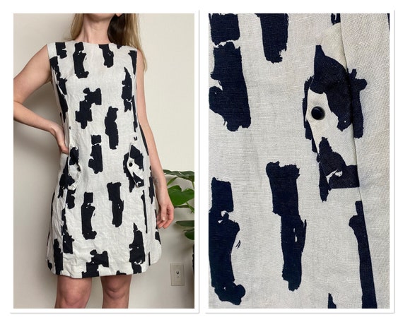 Vintage Black 1960s Shift Dress S/M