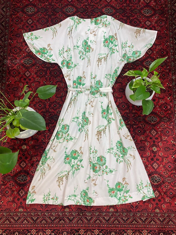 1970s Deadstock Ina Carol Green Floral Midi Dress - image 8