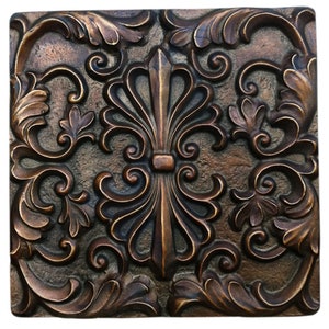 Elegant Decorative Kitchen Backsplash Wall sculpture Tile in Dark Bronze finish image 1