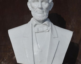 Abraham Abe Lincoln 100% MARBLE BUST Life-size 27" Sculpture Statue Reproduction