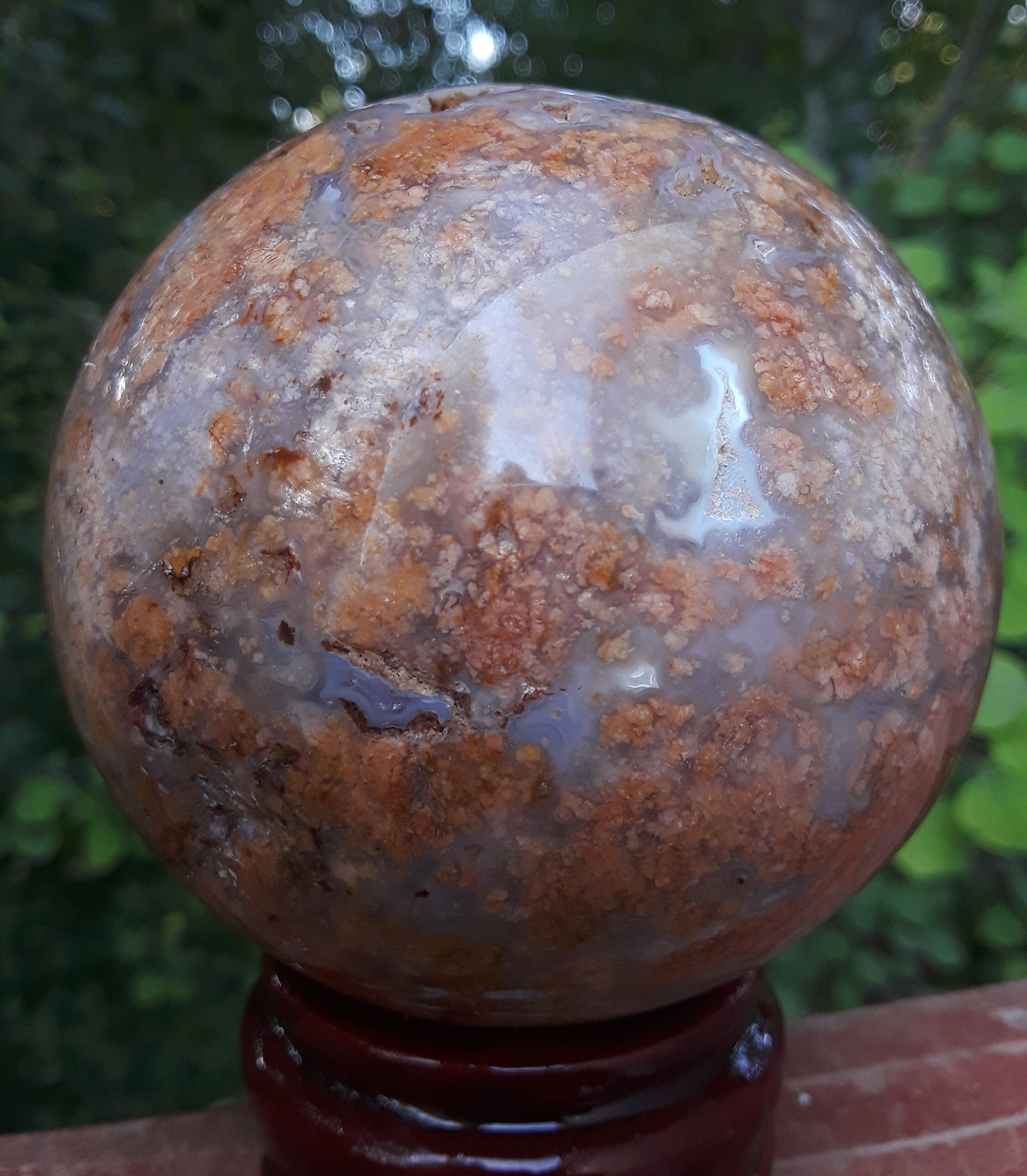 3 3/8//85.92mm Pink/Peach Moss Agate Sphere//Ocean | Etsy