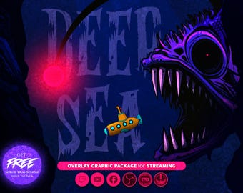 Deep Sea Monster Stream Overlay | Dark Ocean Horror Theme Stream Pack