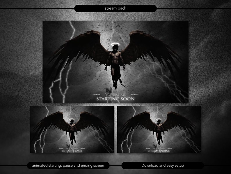 Animated Stream Overlay Package, Lucifer, Dark, the Fallen Angel