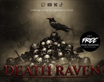 Death Raven Animated Stream Overlay Package. World War Military theme for Twitch, Kick, Youtube.