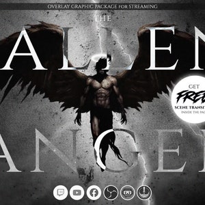 animated stream overlay package, Lucifer, dark, the Fallen Angel. Twitch overlay, Facebook Gaming overlay, Youtube overlay, kick overlay