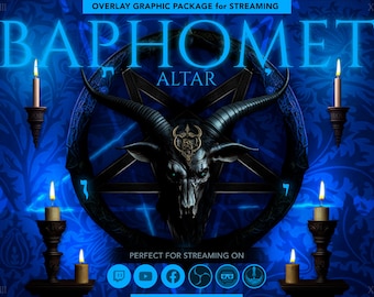 Dark Blue Baphomet Altar Animated Stream Overlay | Twitch, YouTube, Kick, FB Gaming