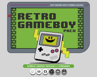 Retro Gameboy Animated Stream Overlay | Nostalgia Theme Package for Twitch, YouTube, Kick, FB Gaming