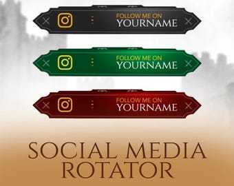 Medieval Knight Banner Social Media Overlay Widget, Animated Character Rotator for Twitch YouTube Kick TikTok, Animated Socials Widget
