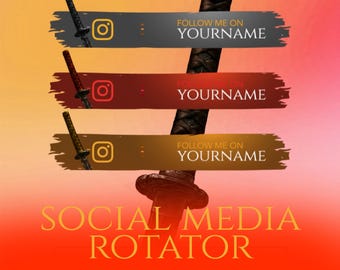 Japanese Ronin Katana Social Media Overlay Widget, Animated Character Rotator for Twitch YouTube Kick TikTok, Animated Socials Widget