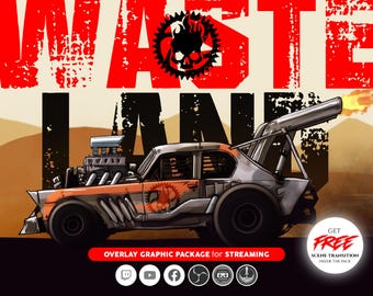 animated stream overlay package, PostApocalyptic, Wasteland. Twitch overlay, Facebook Gaming overlay, Youtube overlay, kick overlay