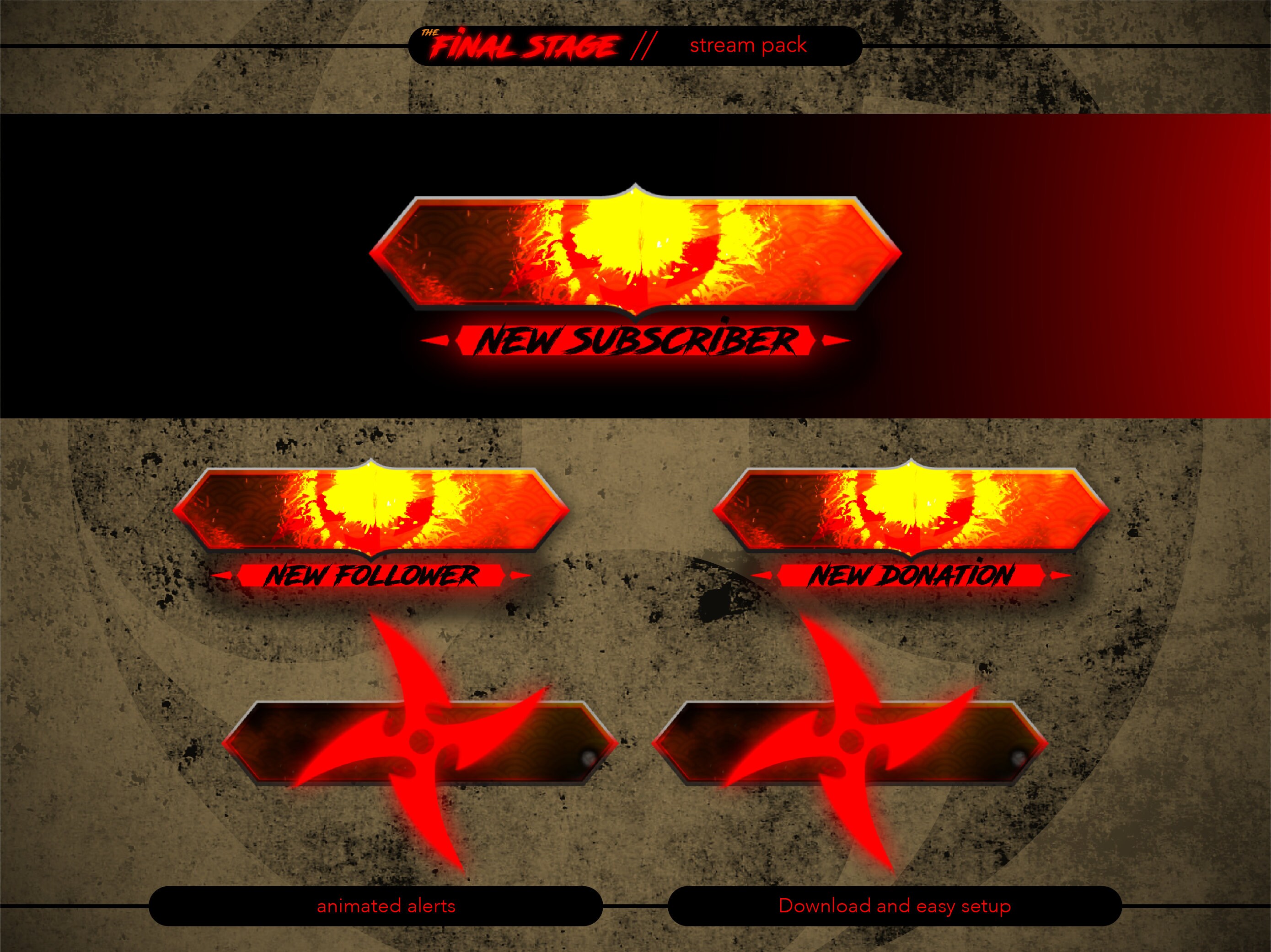 Full Animated Stream Overlay Package, Ninja, Shuriken, Shinobi. Twitch ...