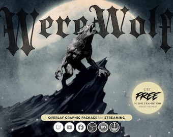animated stream overlay package, Dark, Werewolf, Lycanthrope. Twitch overlay, Facebook Gaming overlay, Youtube overlay, kick overlay