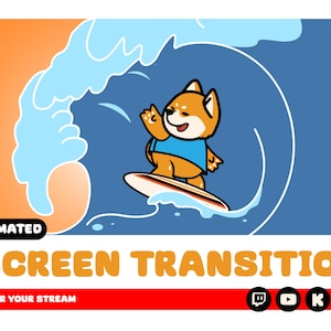 doge surfer animated scene transition for streaming on twitch, youtube, Facebook gaming, kick