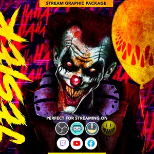 animated dark twitch overlay package. scary stream overlay. Twitch overlay, Facebook Gaming overlay, Youtube overlay. undead jester