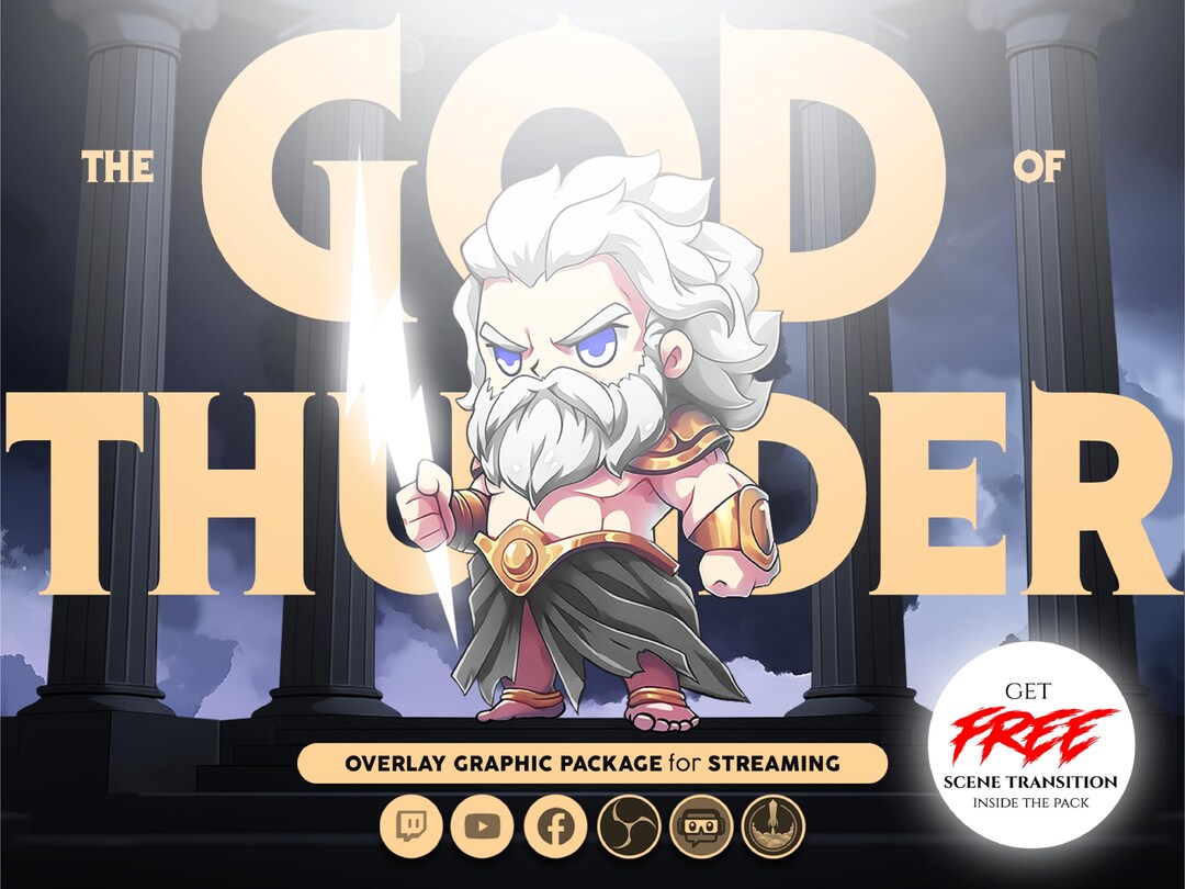 Zeus Streaming Zeus, God of Thunder Animated Streaming Overlay Package for Twitch ...
