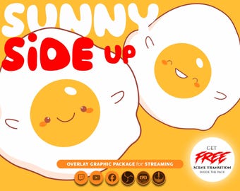happy sunny side up egg animated stream overlay package | Twitch, Youtube, kick, Facebook Gaming