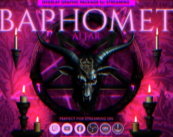 Dark Pink Baphomet Temple | Gothic Animated overlay package for Twitch, YouTube, Kick, FB Gaming