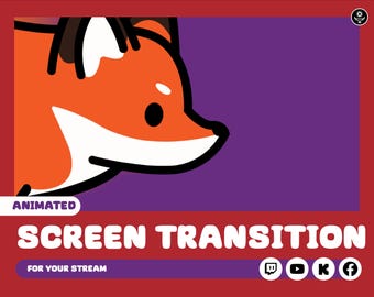cute fox animated scene transition for streaming on twitch, youtube, Facebook gaming, kick