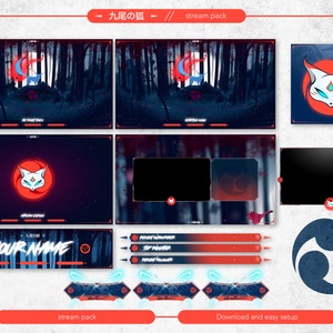 Kyubi No Kitsune Animated Stream Overlay Graphic Package. Twitch ...