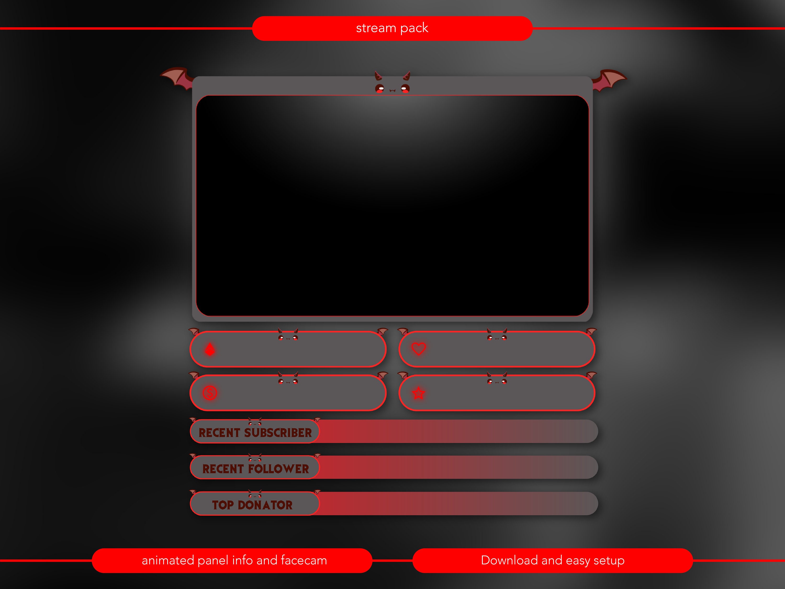 Full Animated Stream Overlay Package, Horror, Cute, Vampire Bats ...