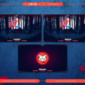 Kyubi No Kitsune Animated Stream Overlay Graphic Package. Twitch ...