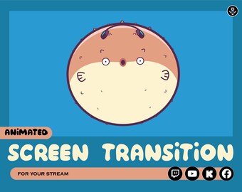 Chill Pufferfish Stream Transition. Cozy Sea Fish screen transition theme for Twitch, Kick, YouTube.