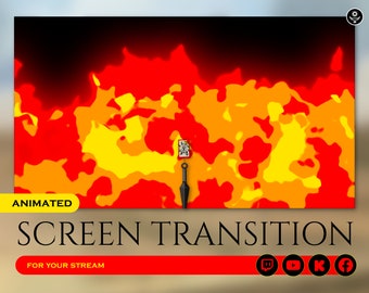 ninja kunai incantesimo di fuoco jutsu transizione di scene animate per lo streaming su twitch, youtube, giochi su Facebook, calcio