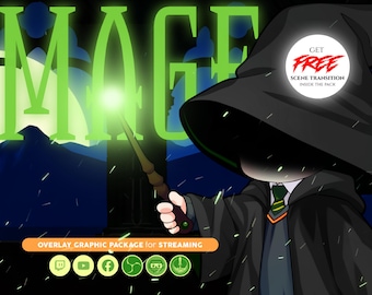 Mage Spellcaster Animated Stream Overlay | Magical Streaming Package for Twitch, YouTube, Kick, FB Gaming
