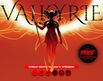 VALKYRIE Stream Overlay Pack. Epic Fantasy Mythological Warrior theme. Obs, Streamlabs, Streamelements.