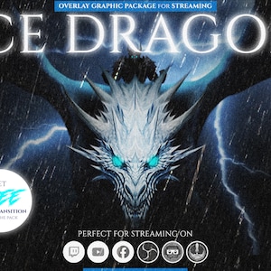 full animated stream overlay package, medieval, Ice dragon, king. Twitch overlay, Facebook Gaming overlay, Youtube overlay