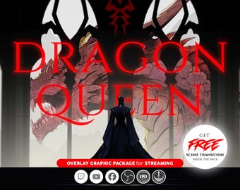 animated stream overlay package, Dragon, Queen. Twitch overlay, Facebook Gaming overlay, Youtube overlay, kick overlay