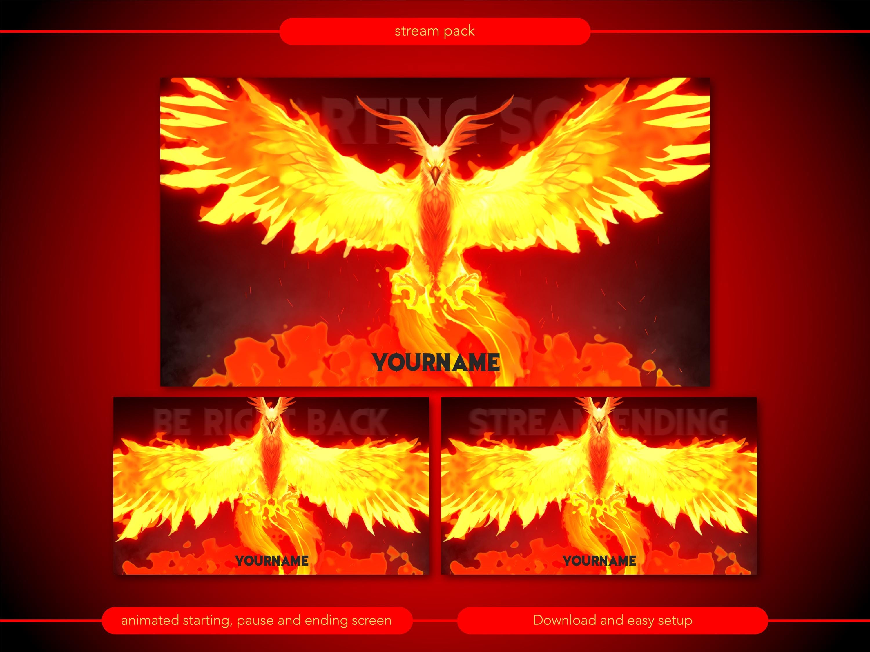 Animated Stream Overlay Package, Immortal, Fire, Phoenix. Twitch ...