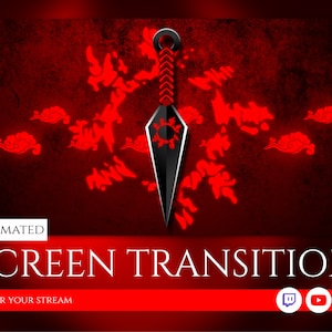 Animated Stinger Stream Transition. Dark Shinobi Kunai for streaming on twitch, facebook gaming, youtube.