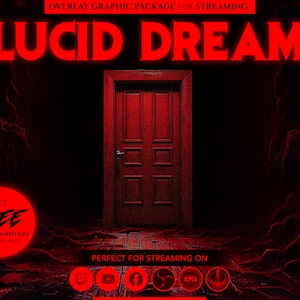 full animated stream overlay package, horror, dark, Lucid dream, strange dream. Twitch overlay, Facebook Gaming overlay, Youtube overlay