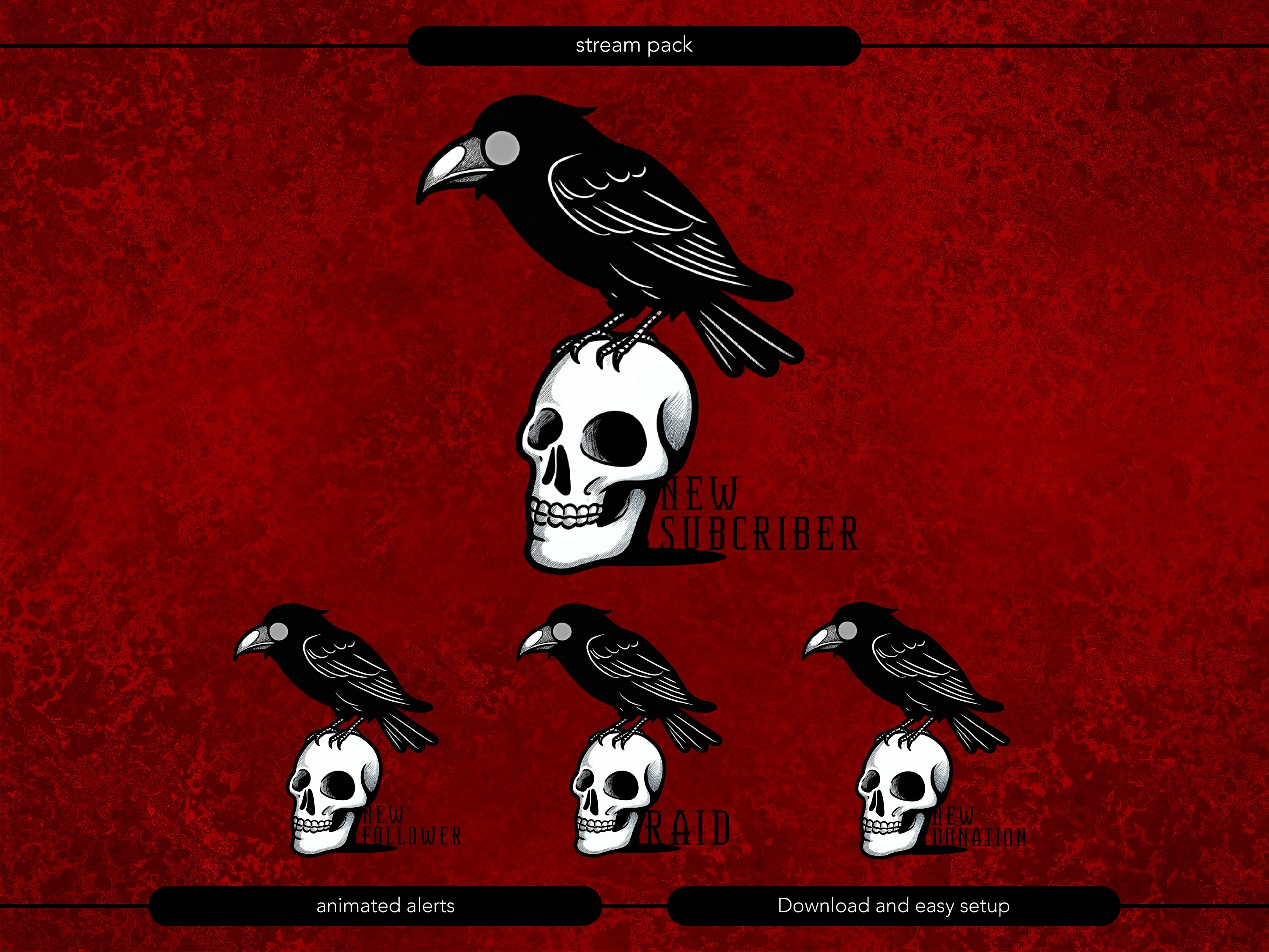 Animated Stream Overlay Package, Dark, Black Death Mask. Twitch Overlay ...