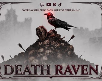 Death Dark Raven Animated Stream Overlay Package. Medieval War theme for Twitch, Kick, Youtube.