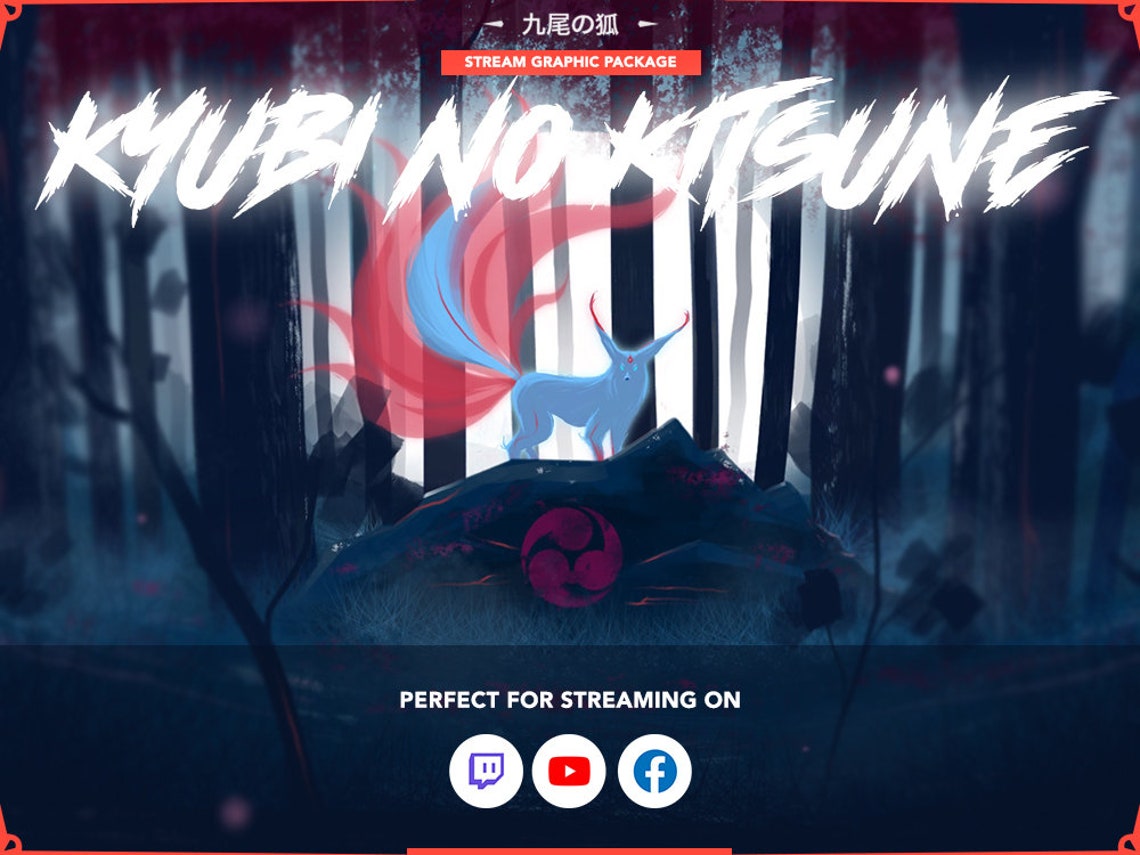 Kyubi No Kitsune Animated Stream Overlay Graphic Package. Twitch ...
