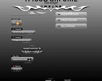 Y2K Tribal Chrome Twitch Chat Widget, Animated Grunge Chat Overlay for Streamers & Gamers, YouTube Chat Widget, Kick Chat Box