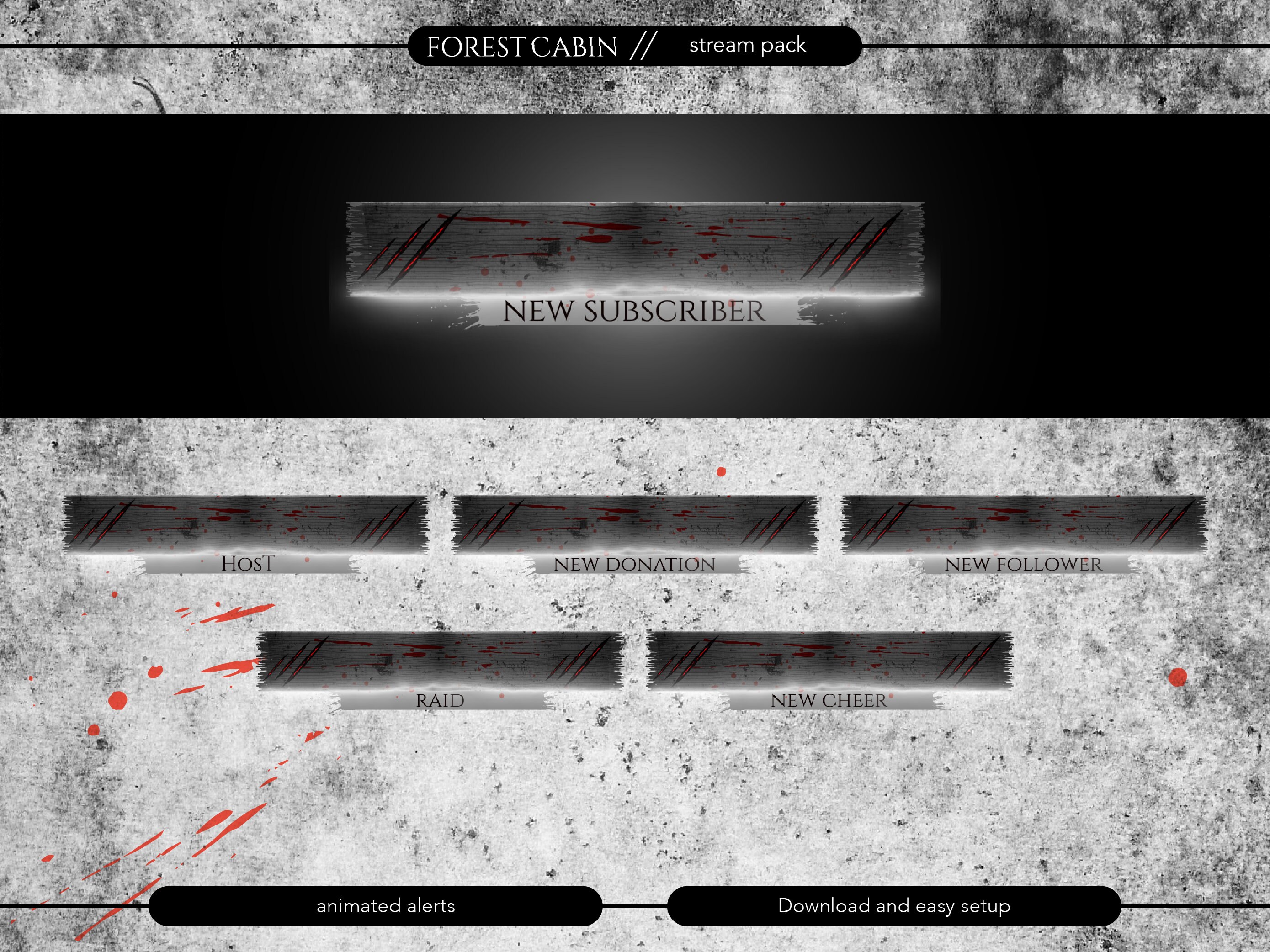 Horror Stream Layout Forest Cabin Full Animated Horror Stream Overlay Graphic Package ...