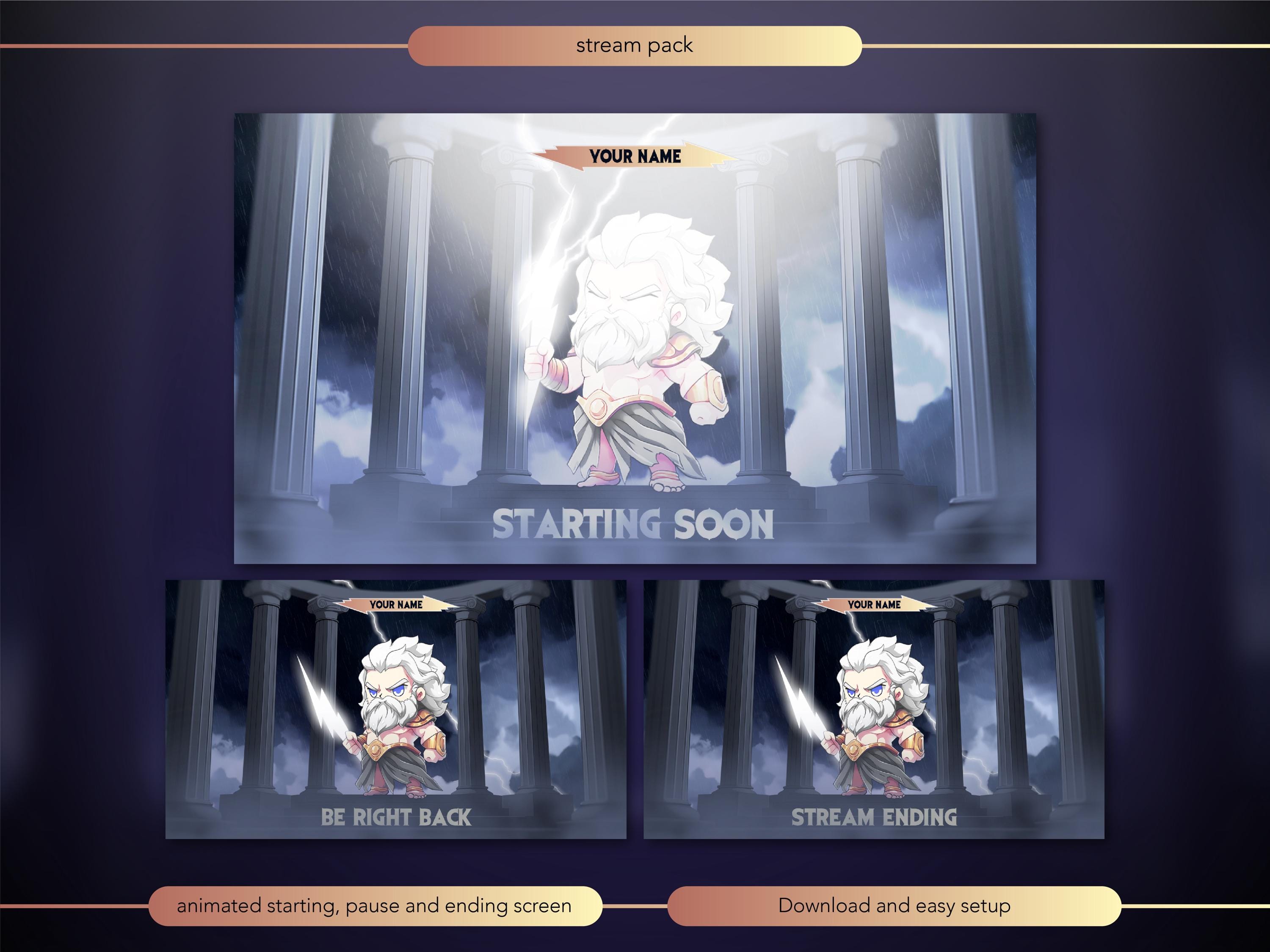 Zeus Streaming Zeus, God of Thunder Animated Streaming Overlay Package for Twitch ...