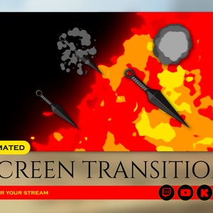 ninja kunai spell jutsu animated scene transition for streaming on twitch, youtube, Facebook gaming, kick