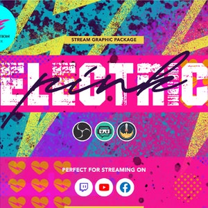 full animated  ElectricPink stream overlay package. Customizable, pink, yellow, punk, girl, queen, power.
