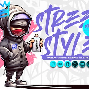 animated stream overlay package, street style. Twitch overlay, Facebook Gaming overlay, Youtube overlay, kick overlay