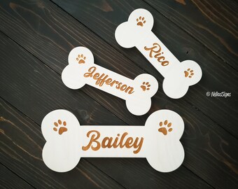 Personalized Dog Bone Sign - Custom Engraved Dog Bone, Dog Memorial, Dog Loss Keepsake, Custom Dog Dish Name, Dog Bed Sign, Dog Wall Sign