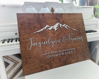 Mountain Wedding Welcome Sign, Mountain Wedding Guest Book Alternative,  Rustic 3D Wedding Ceremony Sign