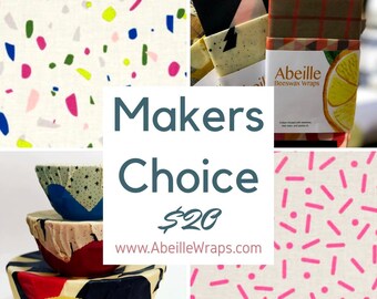Pack of 4 - reusable beeswax wraps - Makers Choice